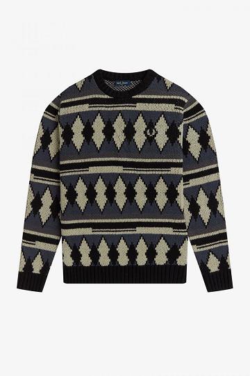 Fred Perry Paksu Jacquard Jumper Miesten Neuleet Valkoinen | FI 1764ZUTG
